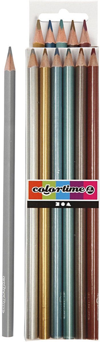 Colortime kleurpotloden, vulling: 3 mm, metallic kleuren, 6stuks [HOB-38097]